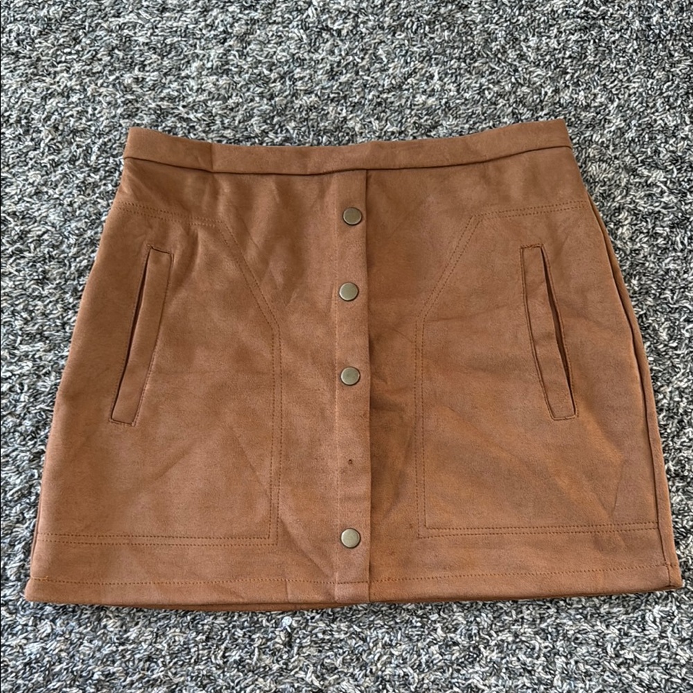 Tan Button-Front Women's Skirt
